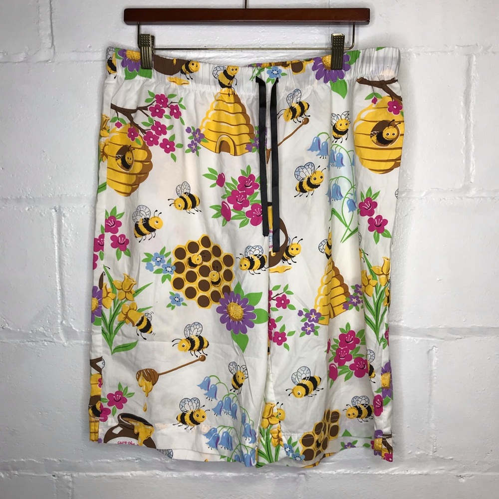 Nick & Nora Cotton Save The Honey Bumble Bee Pajama Long Shorts